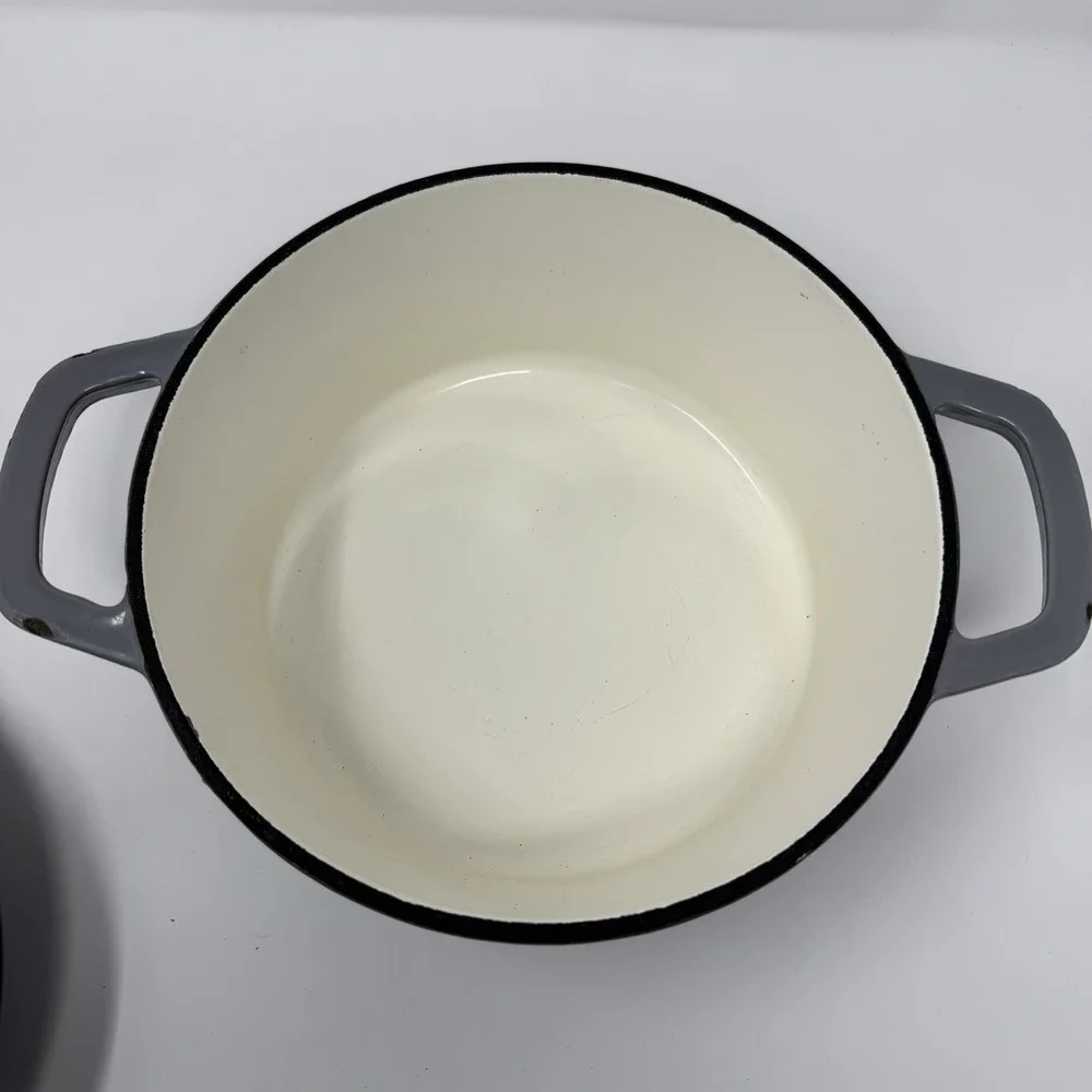 Smith Clark Ironworks 3 Quart/2.8 L Cast Iron Dutch Oven‎ Gray Enameled Pot